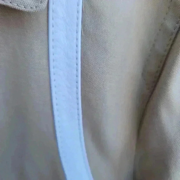 WORTH Beige CANVAS/WHITE LEATHER TRIM WALKING COAT 12 - Picture 10 of 10